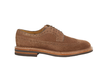 Brunello Cucinelli Mens Suede Lace-Up Brogues in Chestnut