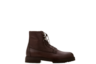 Brunello Cucinelli Mens Pebbled Leather Boots in Brown