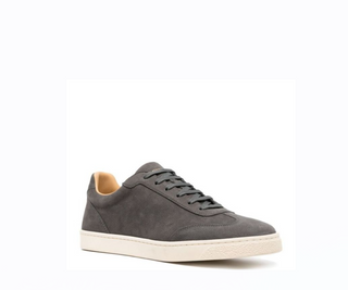 Brunello Cucinelli Pebbled Leather Sneakers in Dark Grey