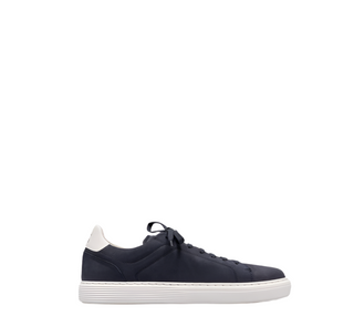 Brunello Cucinelli Logo Leather Sneakers in Blue