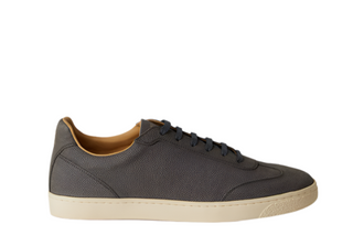 Brunello Cucinelli Pebbled Leather Sneakers in Grey