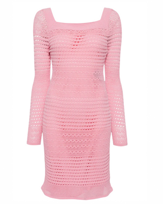 Tom Ford Womens Open Knit Square Neck Mini Dress In Pink