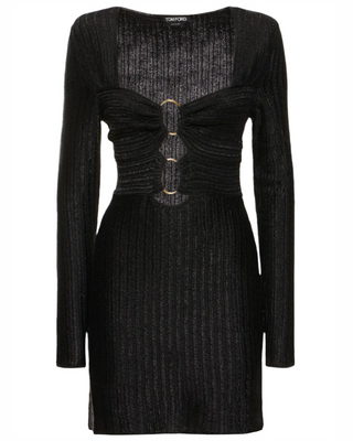 Tom Ford Womens Cut Out Knitted Mini Dress In Black