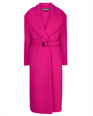 Tom Ford Womens Faux Fur Belted Coat In Pink