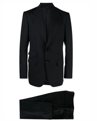 Tom Ford Mens Peaked Lapels Tailored Suit in Navy