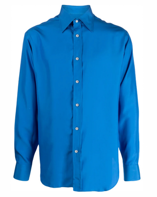 Tom Ford Mens Long Sleeved Silk Shirt in Blue