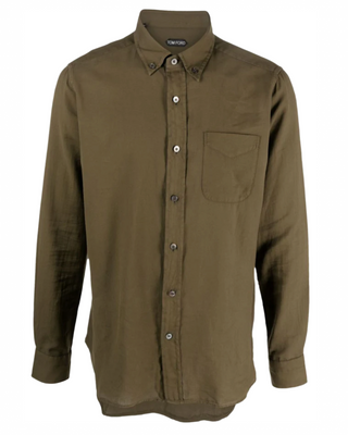 Tom Ford Mens Long Sleeve Buttoned Shirt in Green