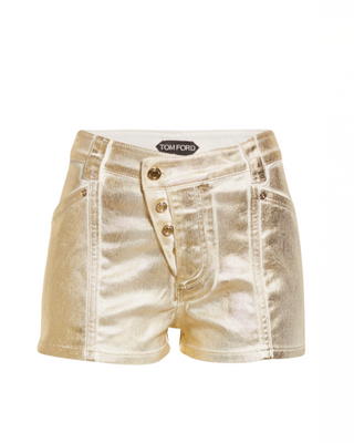 Tom Ford Womens Coated Denim Shorts In Gold