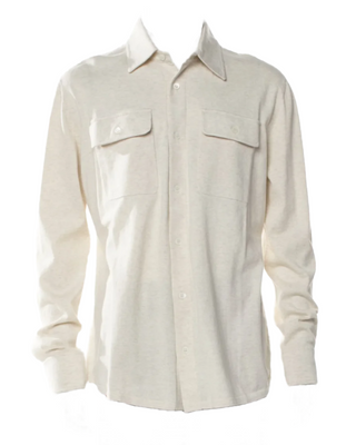 Brunello Cucinelli New Mens Long Sleeve Beige Polo Dress Shirt