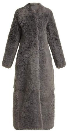 The Row Tralman Shearling Reversible Coat in Grey