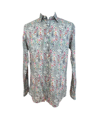 ETRO Mens New Micro Flower & Paisley Printed Dress Shirt