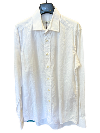 ETRO Mens White Subtle Paisley Print Button Down Shirt