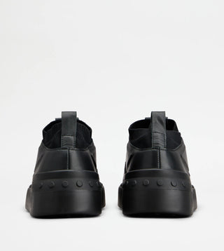 TODS Mens Leather And High Tech Fabric Sneakers In Black