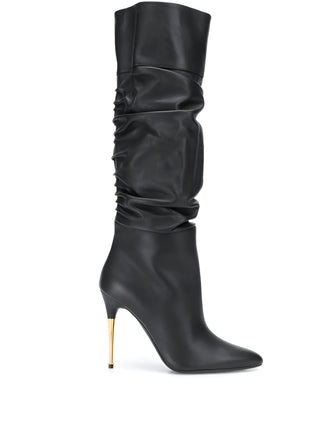 Tom Ford Leather Slouchy Pointed-Toe Stiletto Boots