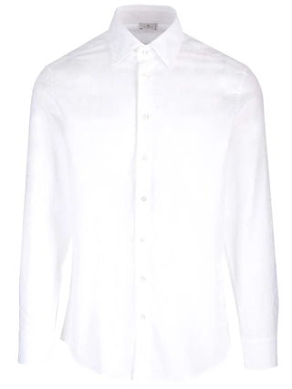 ETRO Mens White Subtle Paisley Print Button Down Shirt