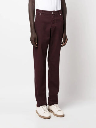 Brunello Cucinelli Mens Straight Leg Jeans in Bordeaux
