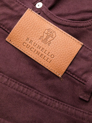 Brunello Cucinelli Mens Straight Leg Jeans in Bordeaux