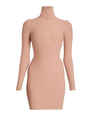 Alaia New Angie Stretch Knit Mini Dress In Nude