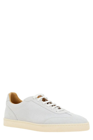 Brunello Cucinelli Men's Lace-Up Sneakers in White