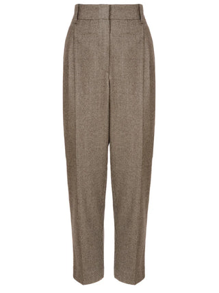 Brunello Cucinelli Womens Black & Beige Patterned Wool Pant