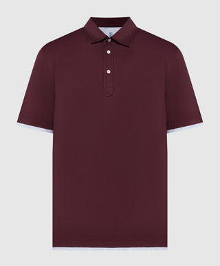 Brunello Cucinelli Men's Polo Shirt In Burgundy