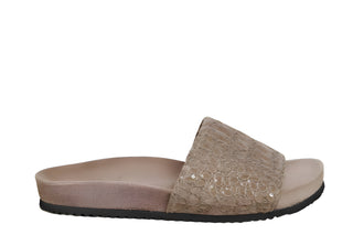 Brunello Cucinelli Embossed Sequin Leather Slide Slippers New Ice