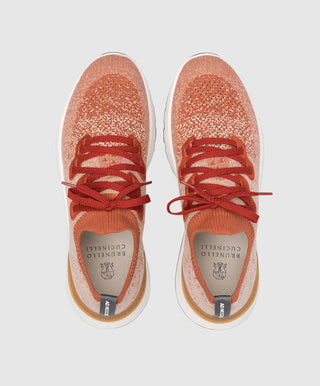 Brunello Cucinelli Men's Strech Cotton Sneakers In Orange