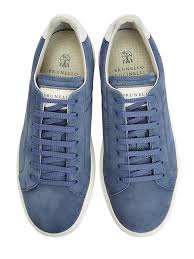 Brunello Cucinelli New Men’s Blue Suede Sneakers