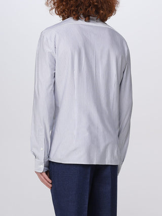 Brunello Cucinelli Mens Shirt Blue with White Stripes