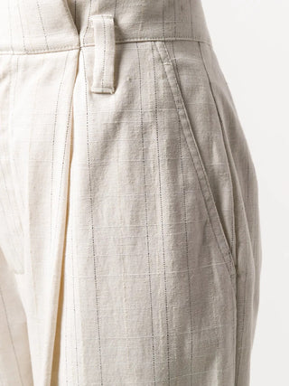 Brunello Cucinelli Womens Natural Pleated Striped Beach Pants