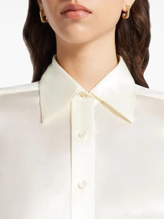 Tom Ford Womens Satin Silk Shirt In White