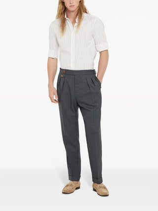 Brunello Cucinelli Mens Shirt In WHITE+RED