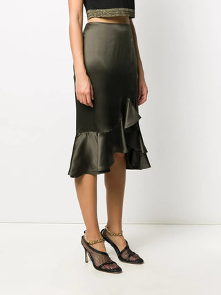 Tom Ford Womens Hunter Green Silk-satin Midi Skirt