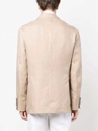 Brunello Cucinelli Mens Linen Beige Double Breasted Blazer