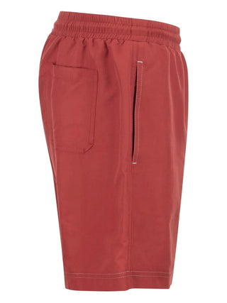 Brunello Cucinelli Mens Red Logo-Embroidered Swim Shorts