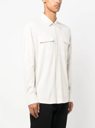 Brunello Cucinelli New Mens Long Sleeve Beige Cotton Casual Shirt