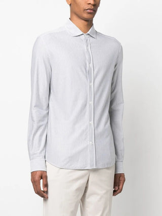 Brunello Cucinelli Mens Leisure Fit White & Green Dress Shirt