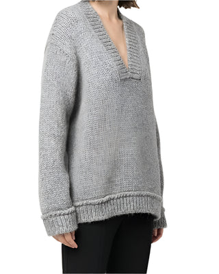 Tom Ford Womens Alpaca Wool V-Neck Jumper In Gray