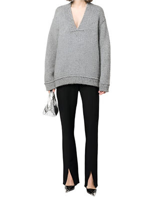 Tom Ford Womens Alpaca Wool V-Neck Jumper In Gray