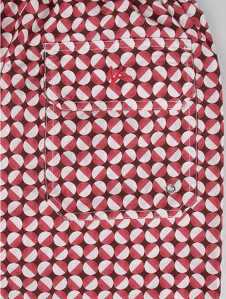 Isaia Men's Red Geometric Pattern Swim Trunks