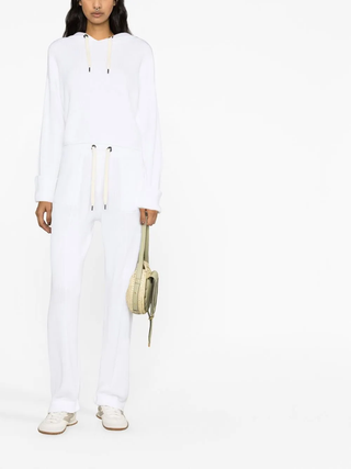 Brunello Cucinelli Women's White Ribbed Knit Jogger Pant