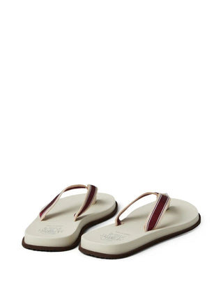 Brunello Cucinelli Stripe Detailed Open Toe Flip Flops In Red