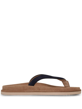 Brunello Cucinelli Mens Suede Flip Flops In Blue
