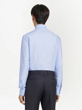 Zegna Mens Trofeo Cotton Shirt In Light Blue