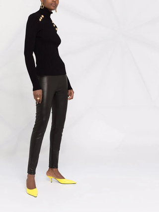 Tom Ford Womens Logo Leather Leggings In Black