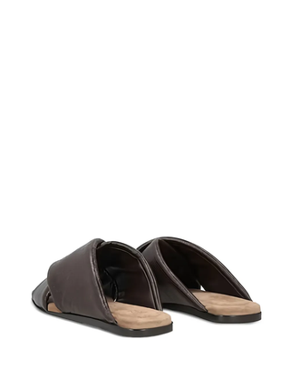 Brunello Cucinelli Dark Brown Leather Women's Slipper Sandals