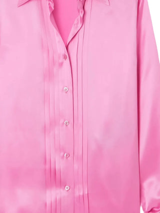 Tom Ford Womens Pin-tucked Silk Satin Shirt in Pink