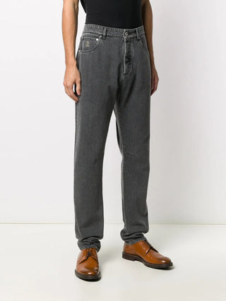Brunello Cucinelli Mens Medium Grey Leisure Fit Cotton Denim Jeans