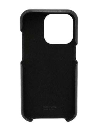 Tom Ford Mens Black iPHONE COVER XIV PRO In Silver