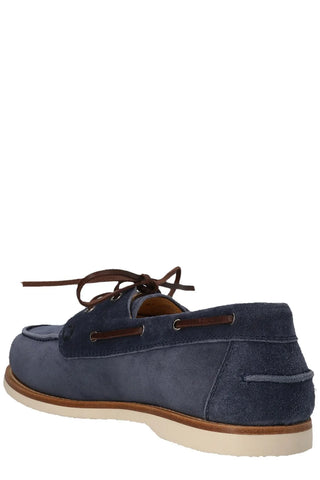 Brunello Cucinelli Men's Boat Lace-Up Loafers in Navy